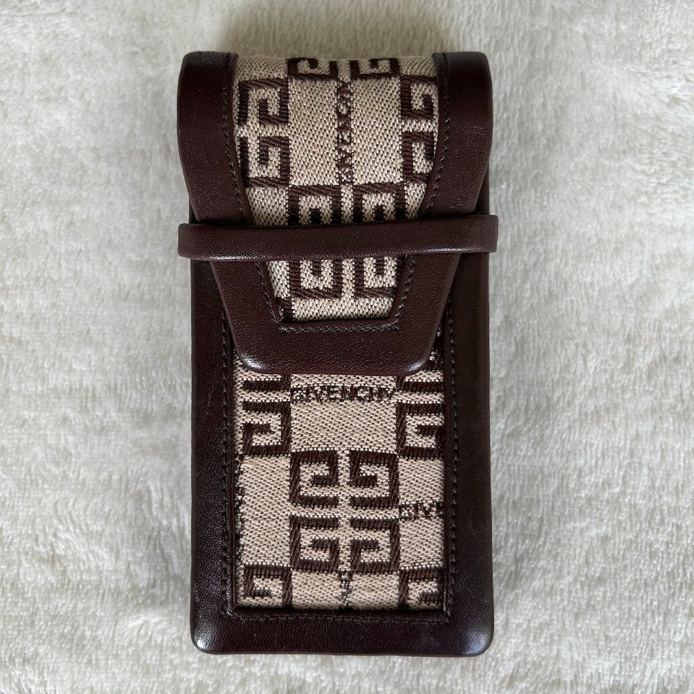 Vintage Givenchy Brown Leather and 4G Monogram Accessory Case Holder - Rare!